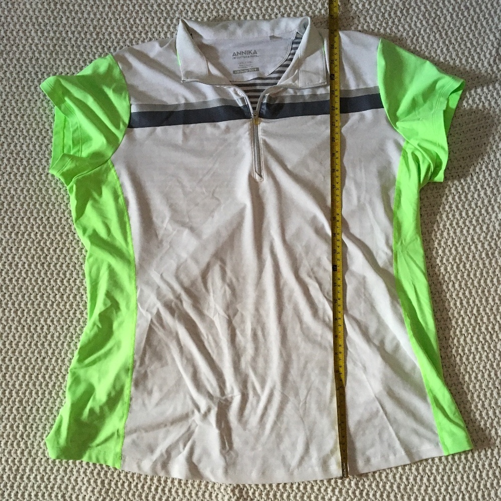 Annika Dry fit short sleeve shirt, XXL white/gray and lime green